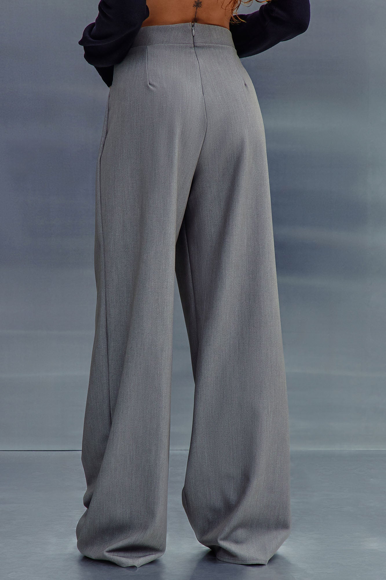 Take Notes Foldover Waistband Trouser - Grey
