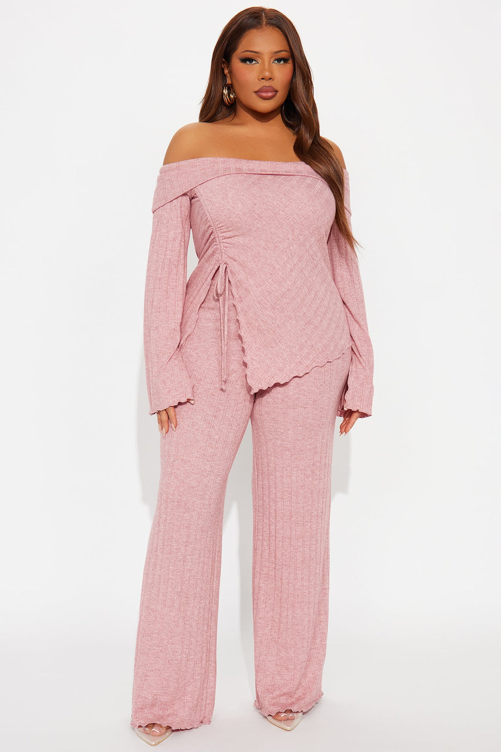Kaia Off Shoulder Pant Set - Mauve