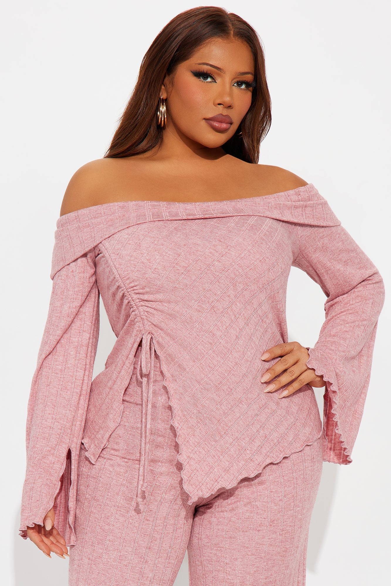 Kaia Off Shoulder Pant Set - Mauve