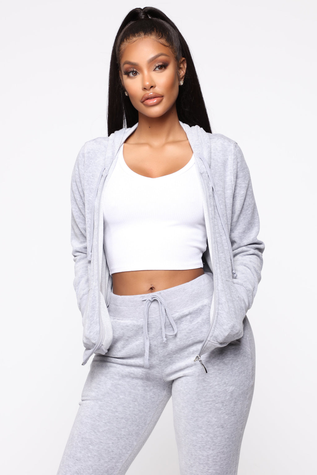 The Original Trendsetter Velour Set - Heather Grey