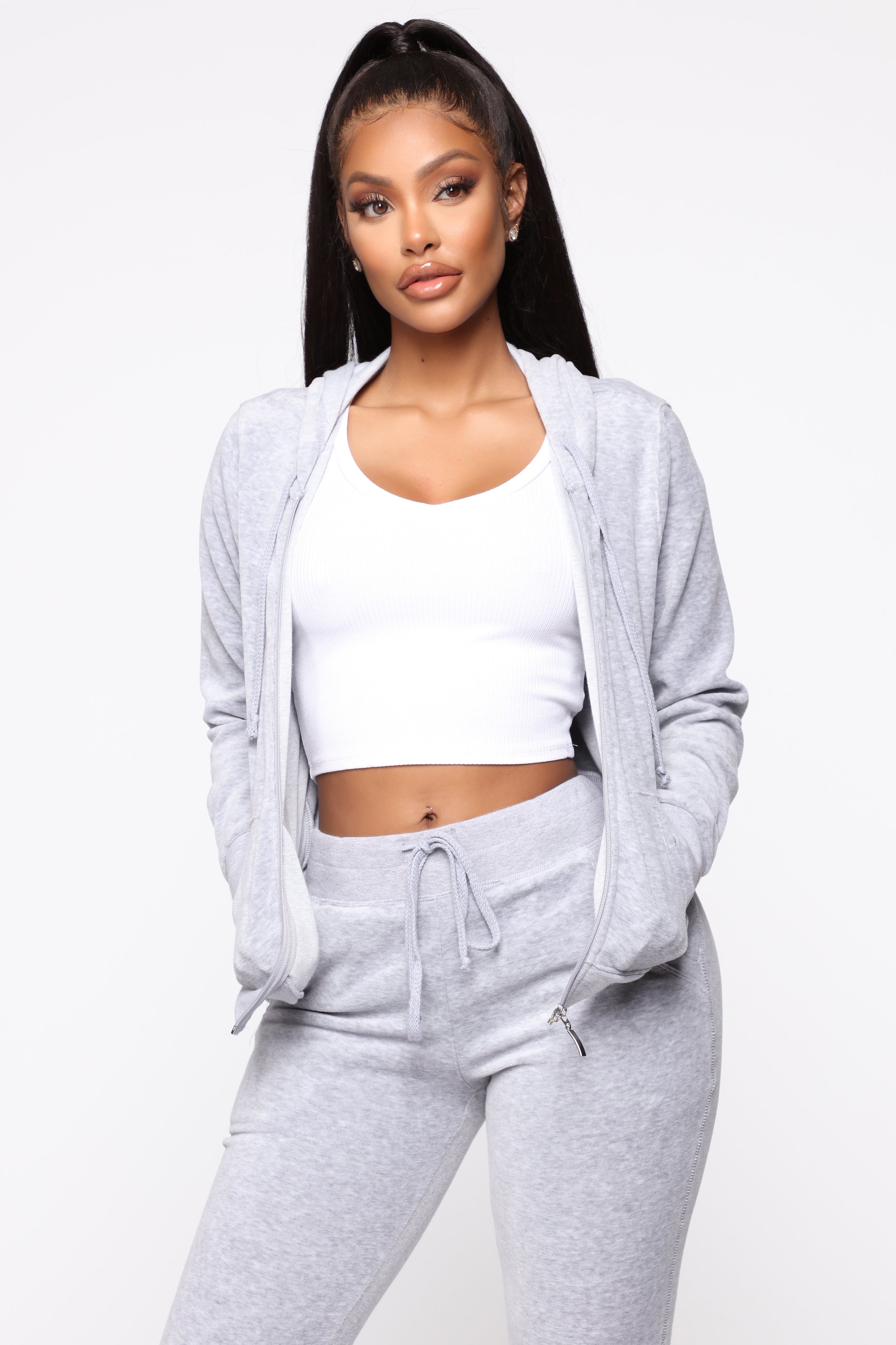 The Original Trendsetter Velour Set - Heather Grey
