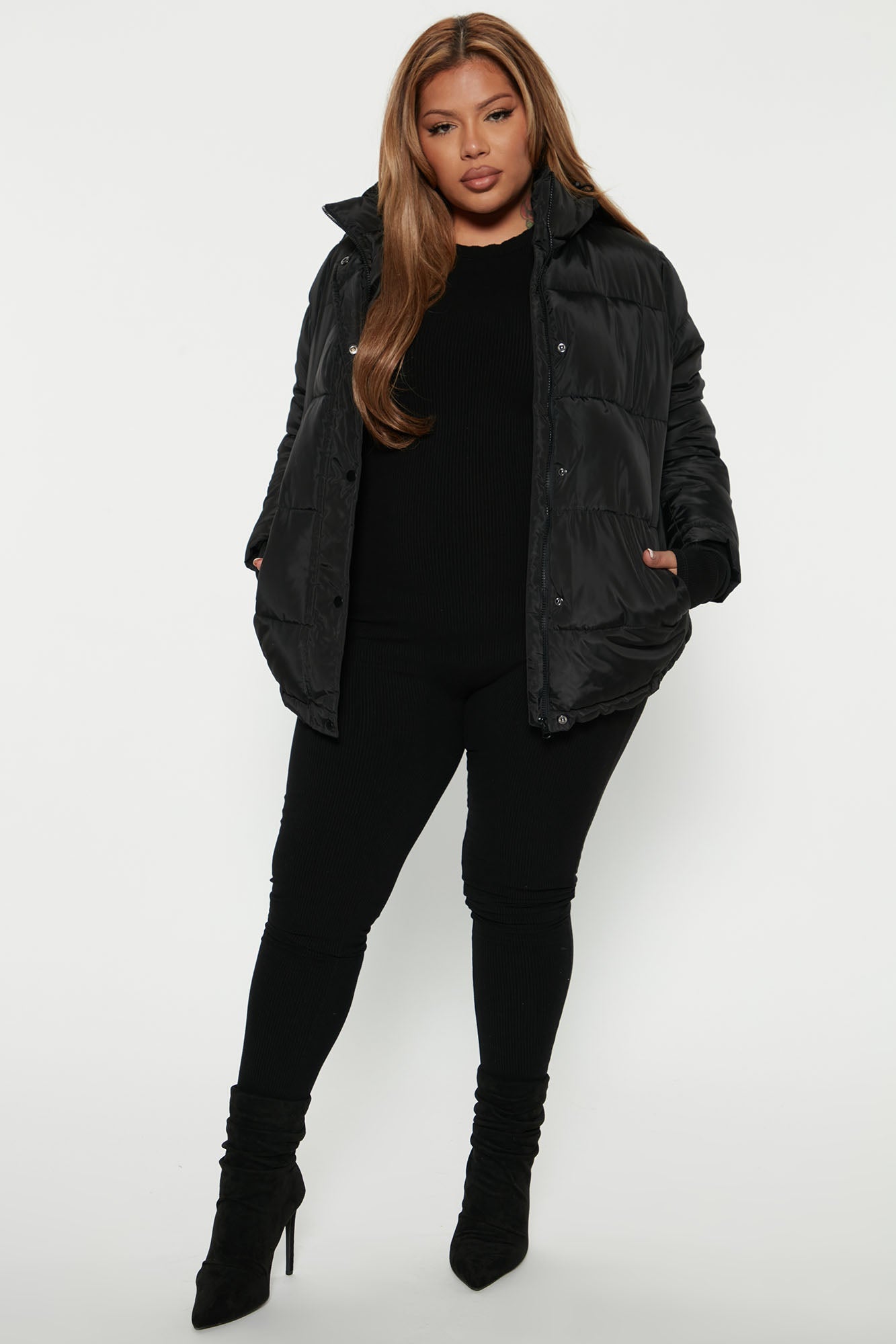 Speak My Mind Puffer Jacket - Black