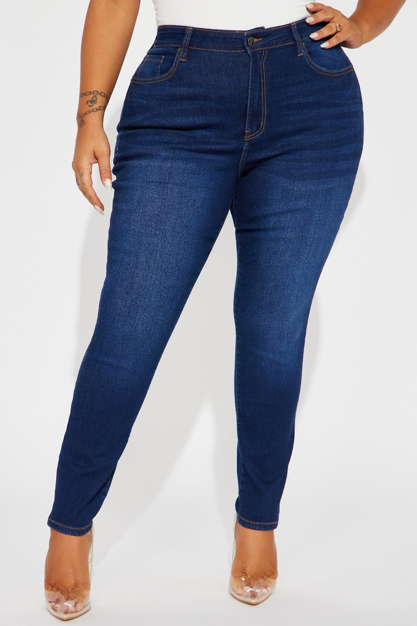 Kiley Control Curvy Stretch Skinny Jeans - Dark Wash