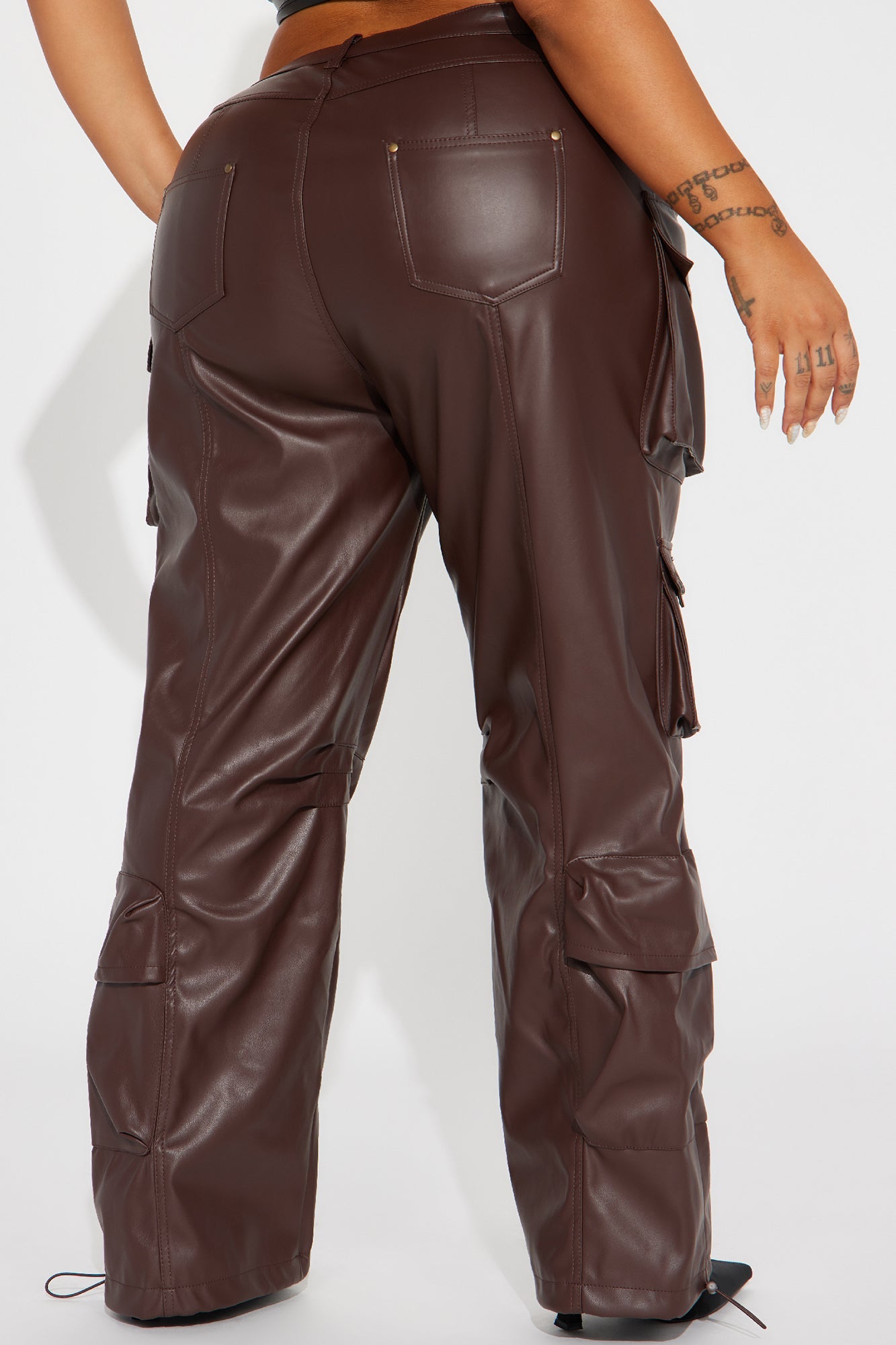 City Is Mine Faux Leather Cargo Pant - Chocolate