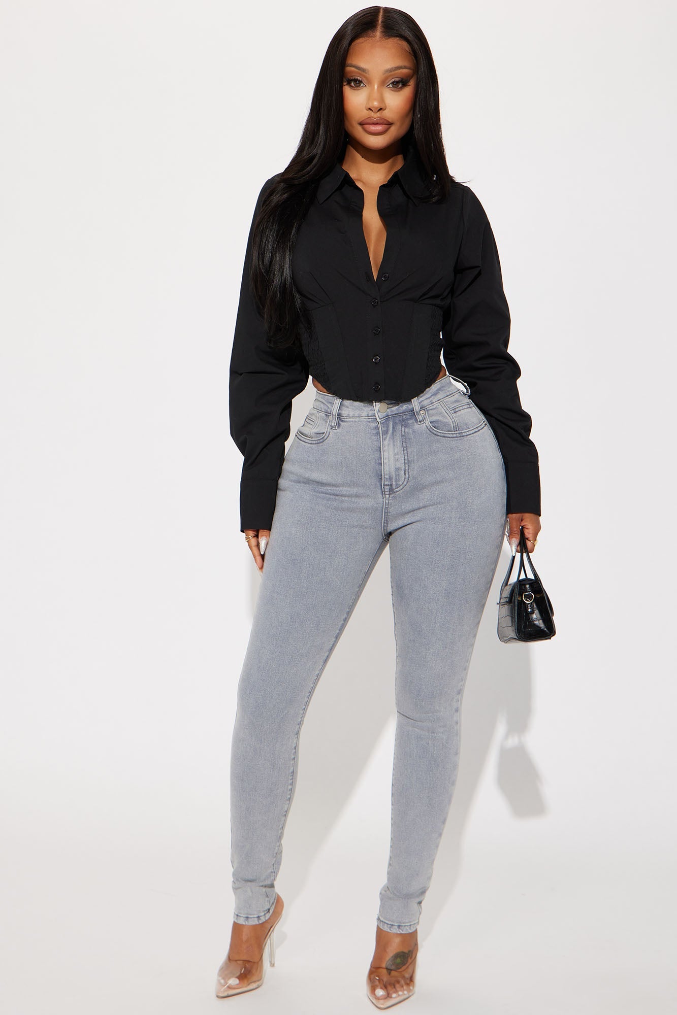 Endless Talks Corset Shirt - Black