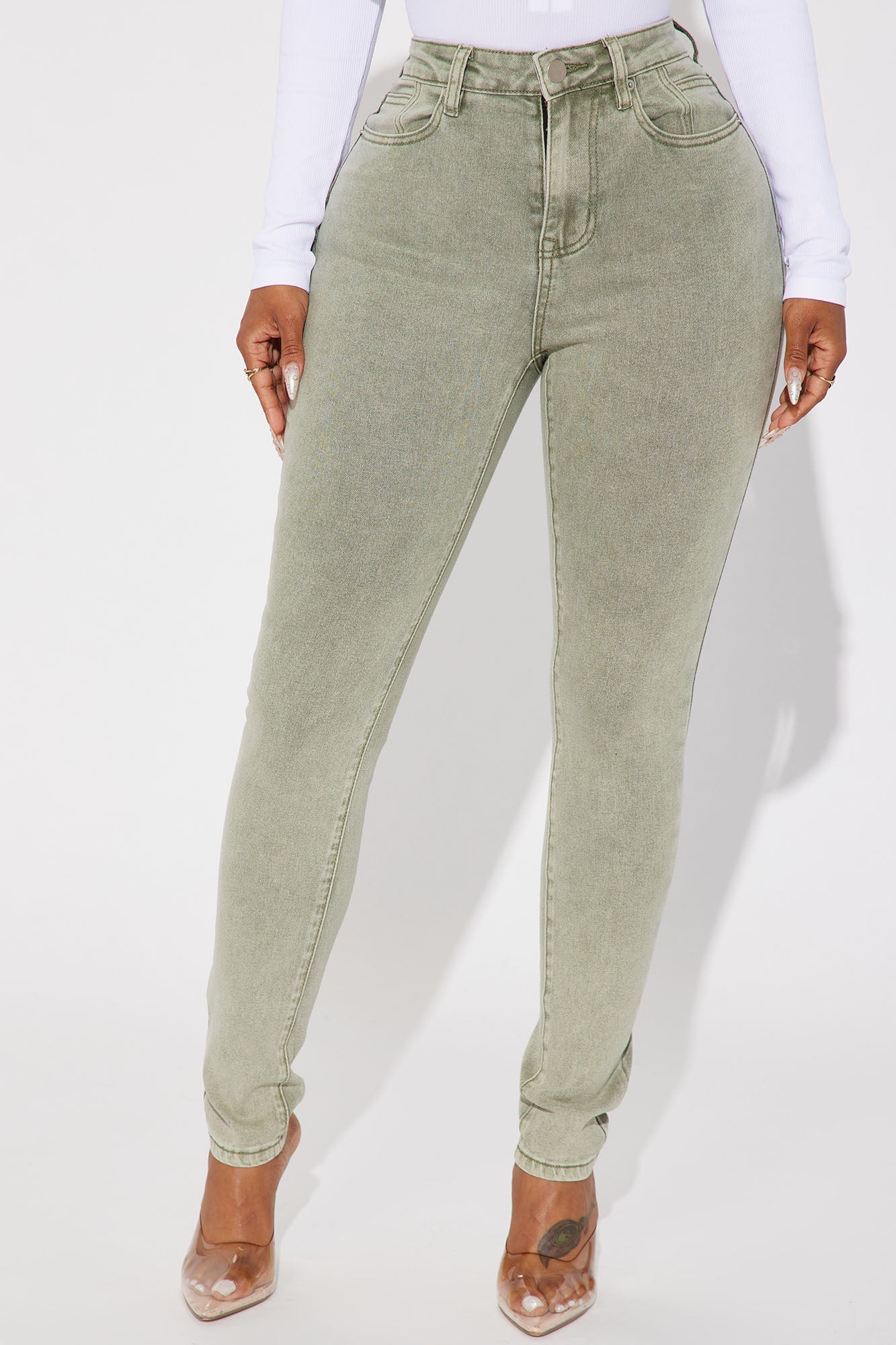 Shape Up Sculpting Stretch Skinny Jeans - Green