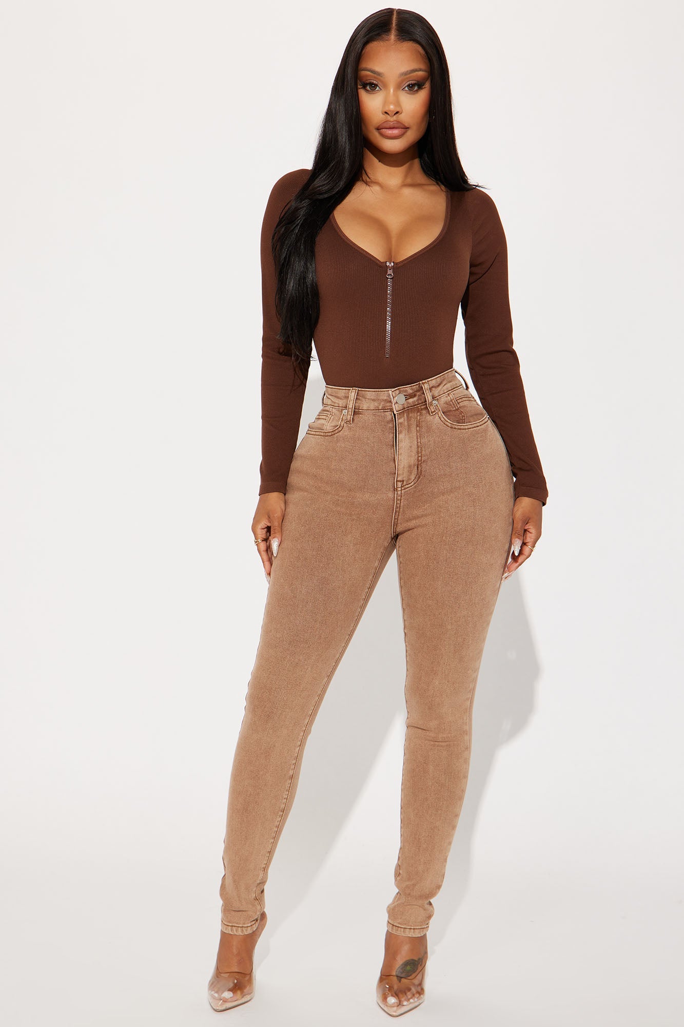 Shape Up Sculpting Stretch Skinny Jeans - Brown