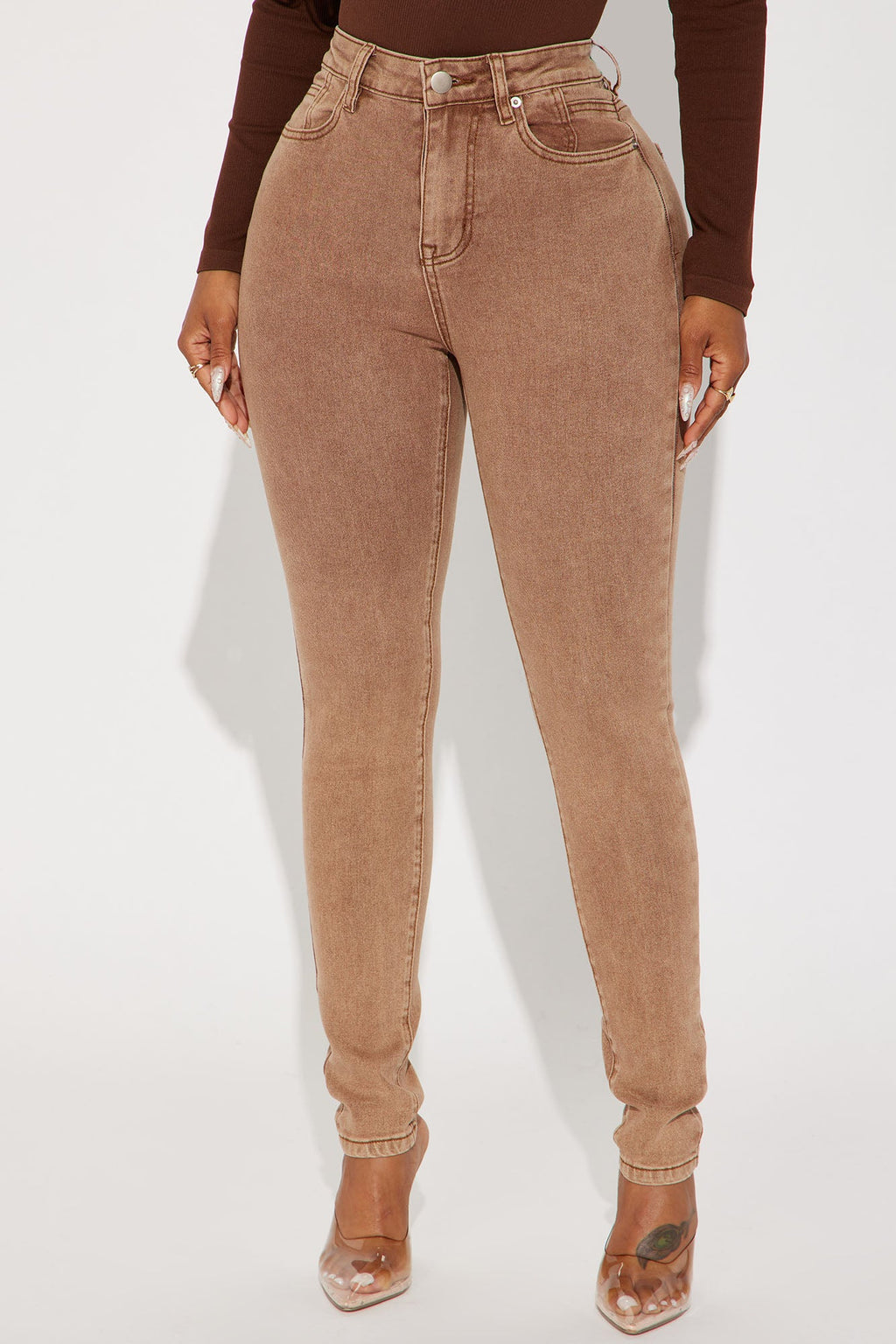 Shape Up Sculpting Stretch Skinny Jeans - Brown