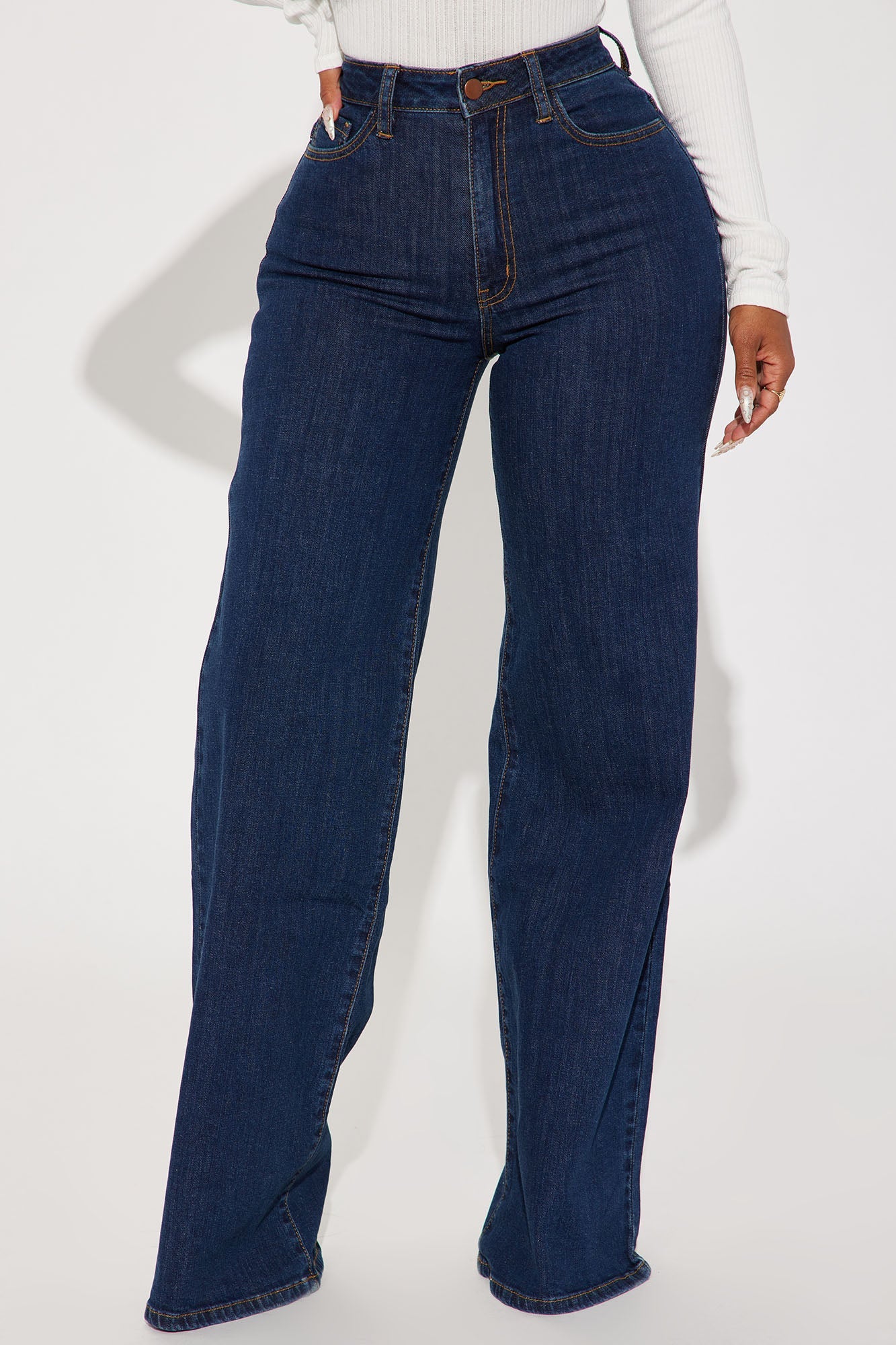 Chasing Thrills Stretch Wide Leg Jeans - Dark Wash