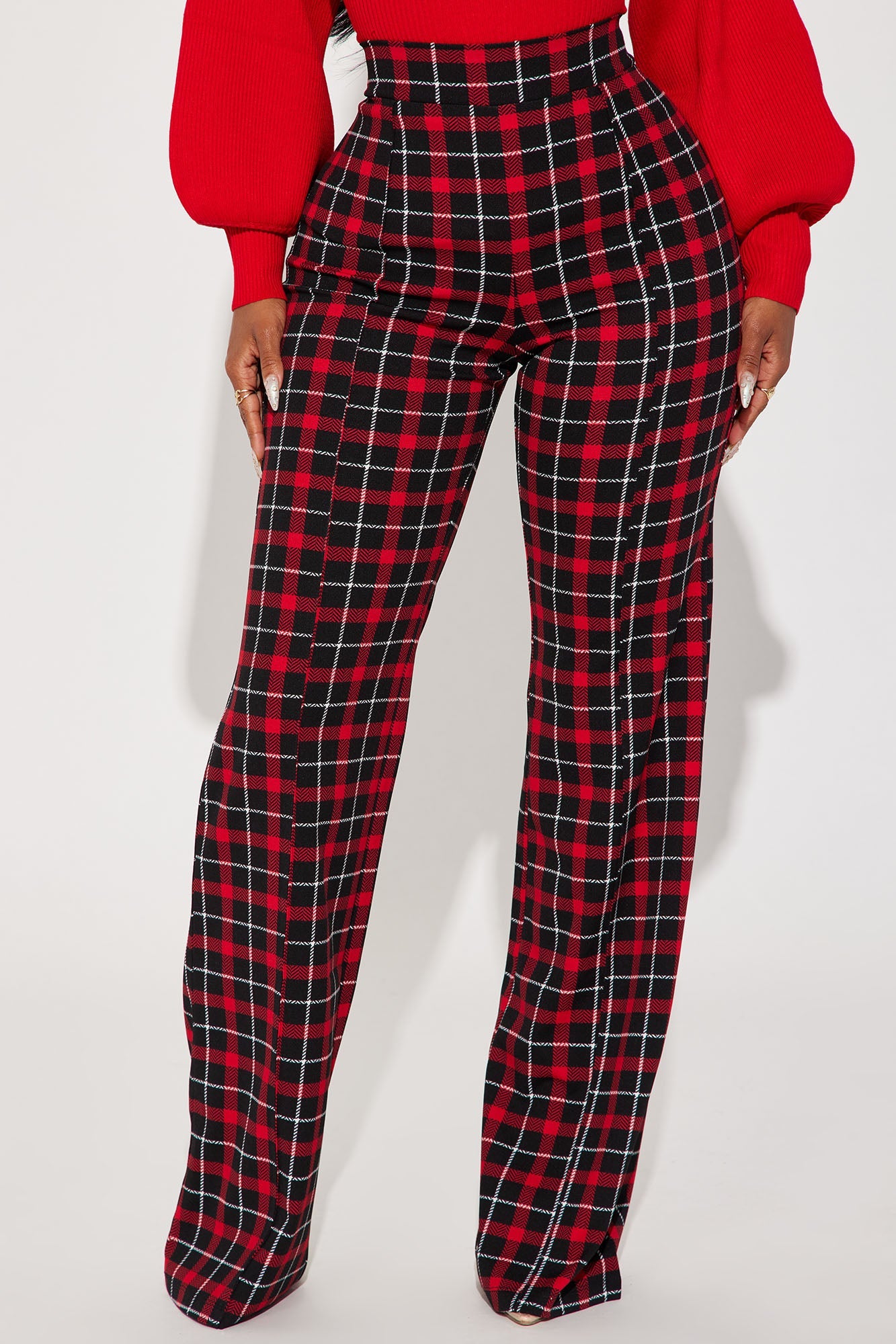 Victoria High Waisted Dress Pant - Red/Black