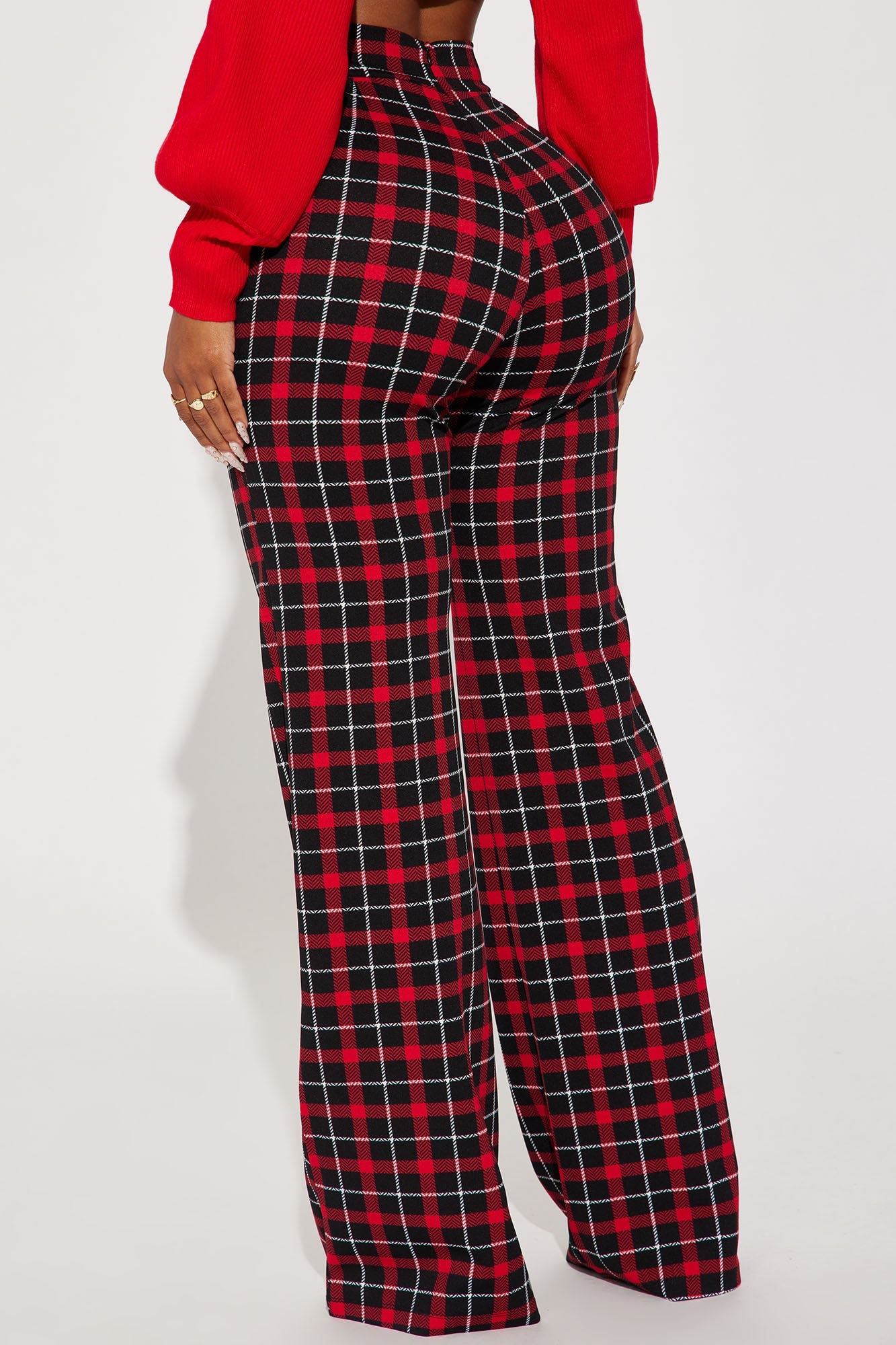 Victoria High Waisted Dress Pant - Red/Black