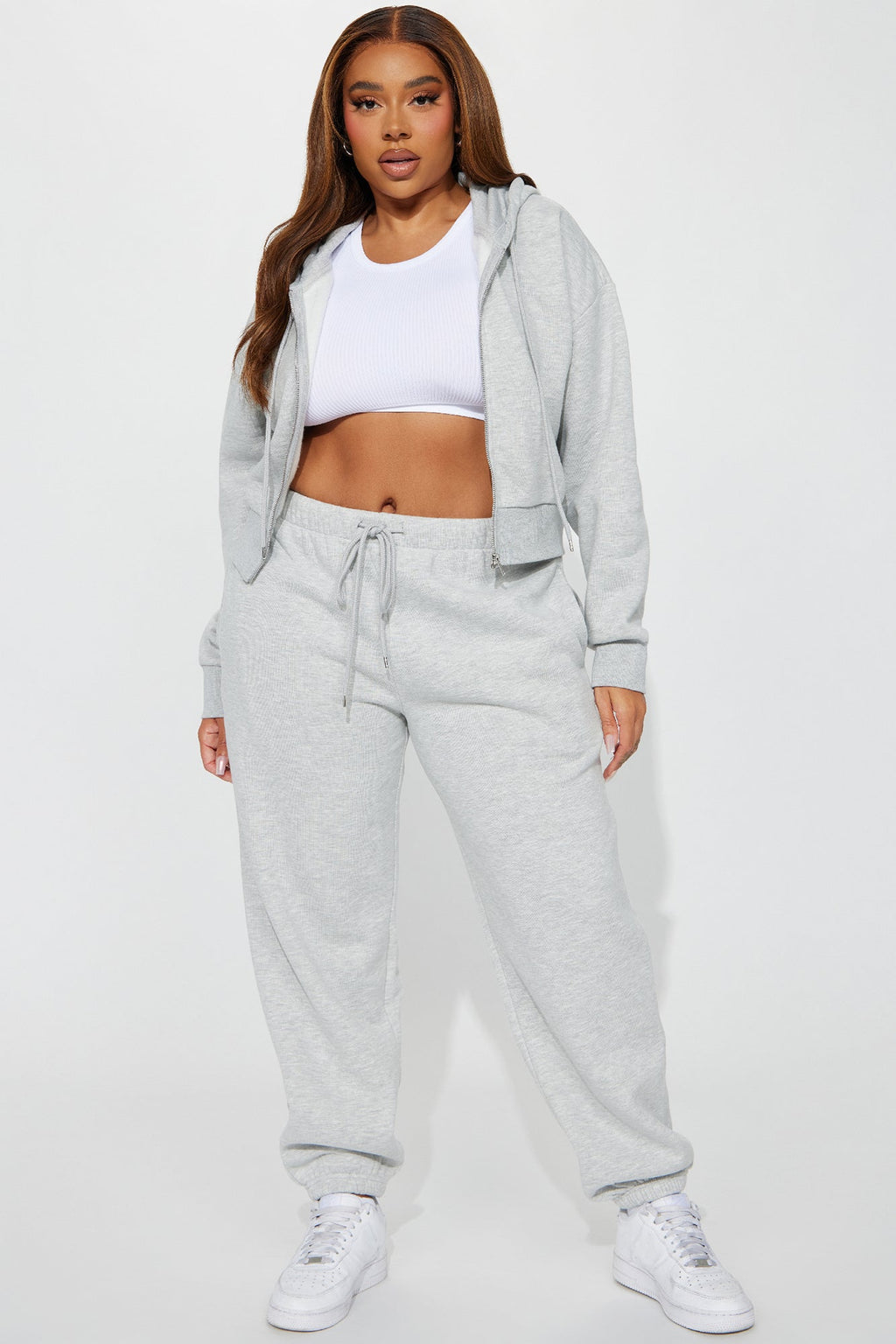 Brianna Jogger Pant Set - Heather Grey