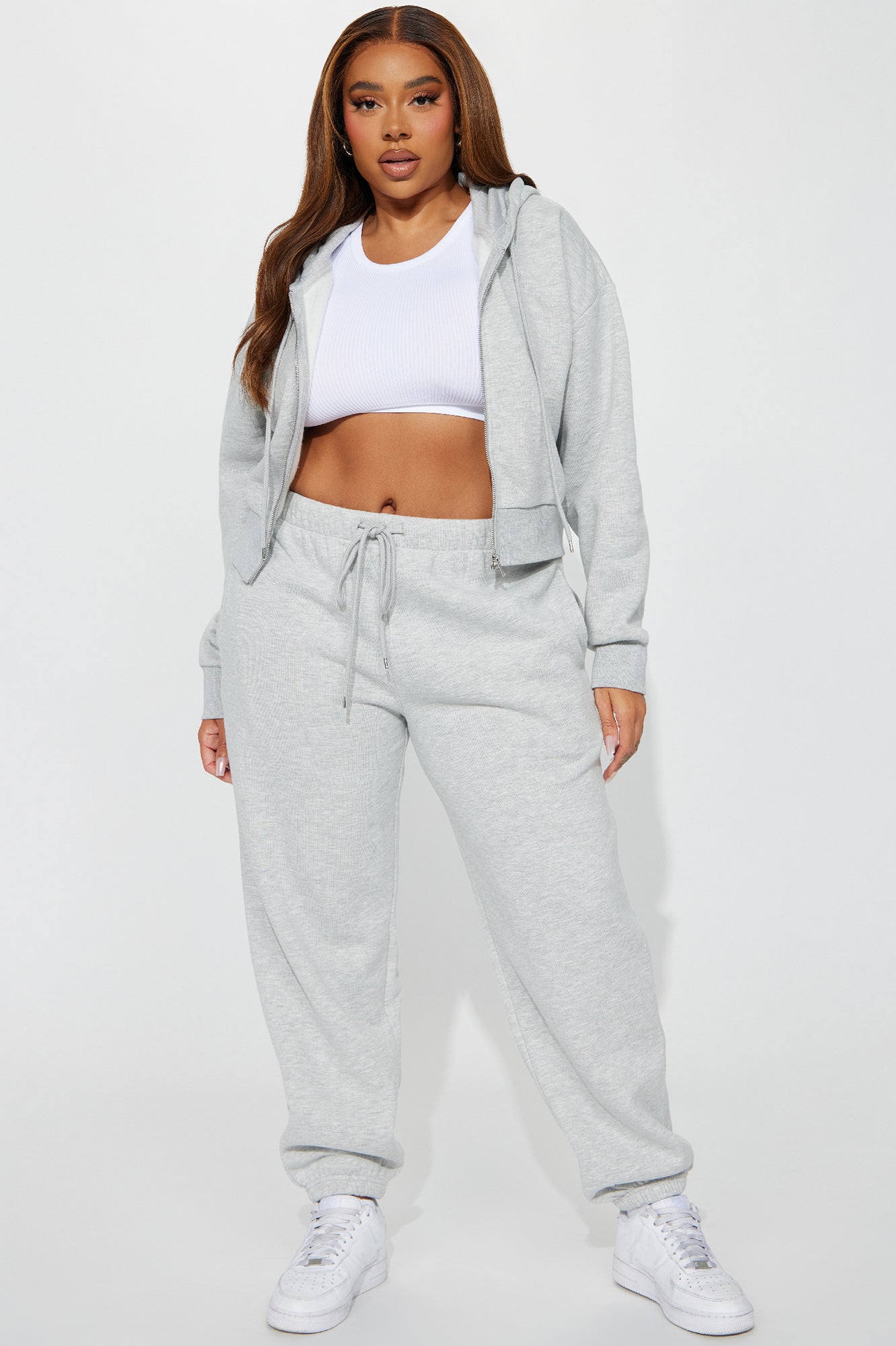 Brianna Jogger Pant Set - Heather Grey