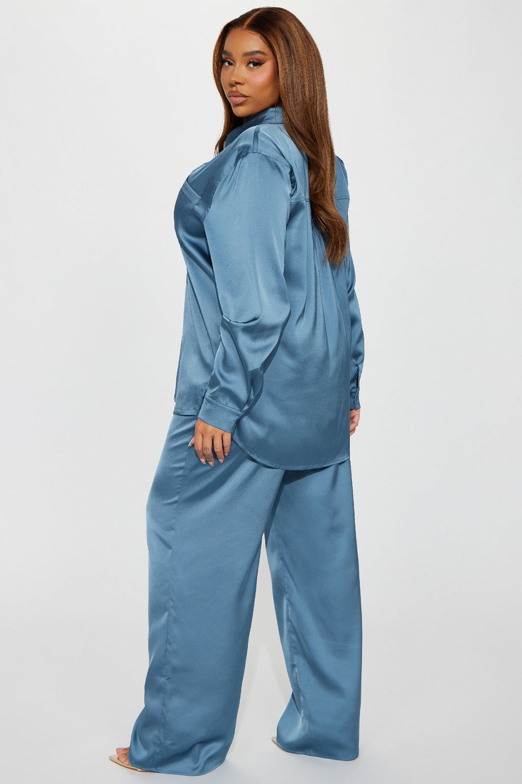 Makenzie Satin Pant Set - Blue