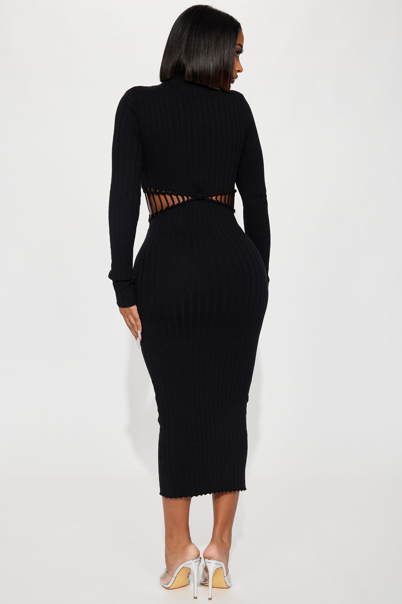 Don't Get It Twisted Sweater Midi Dress - Black