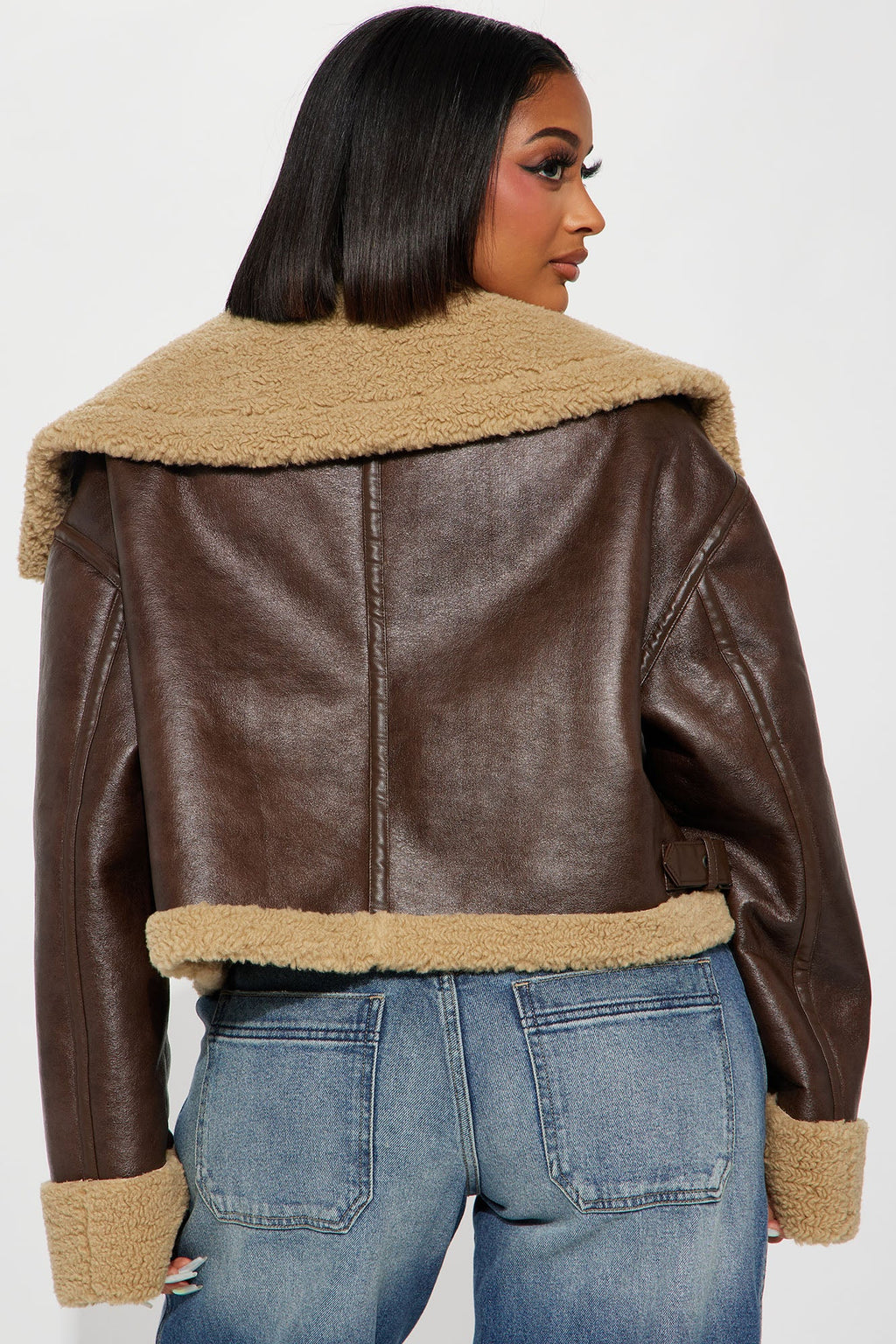 Taytum Faux Leather Jacket - Brown