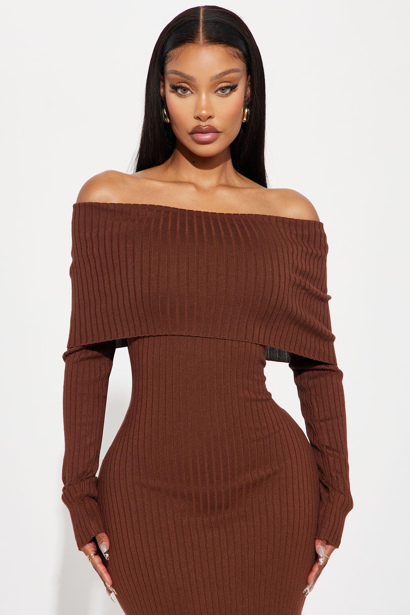 Marina Sweater Maxi Dress - Brown