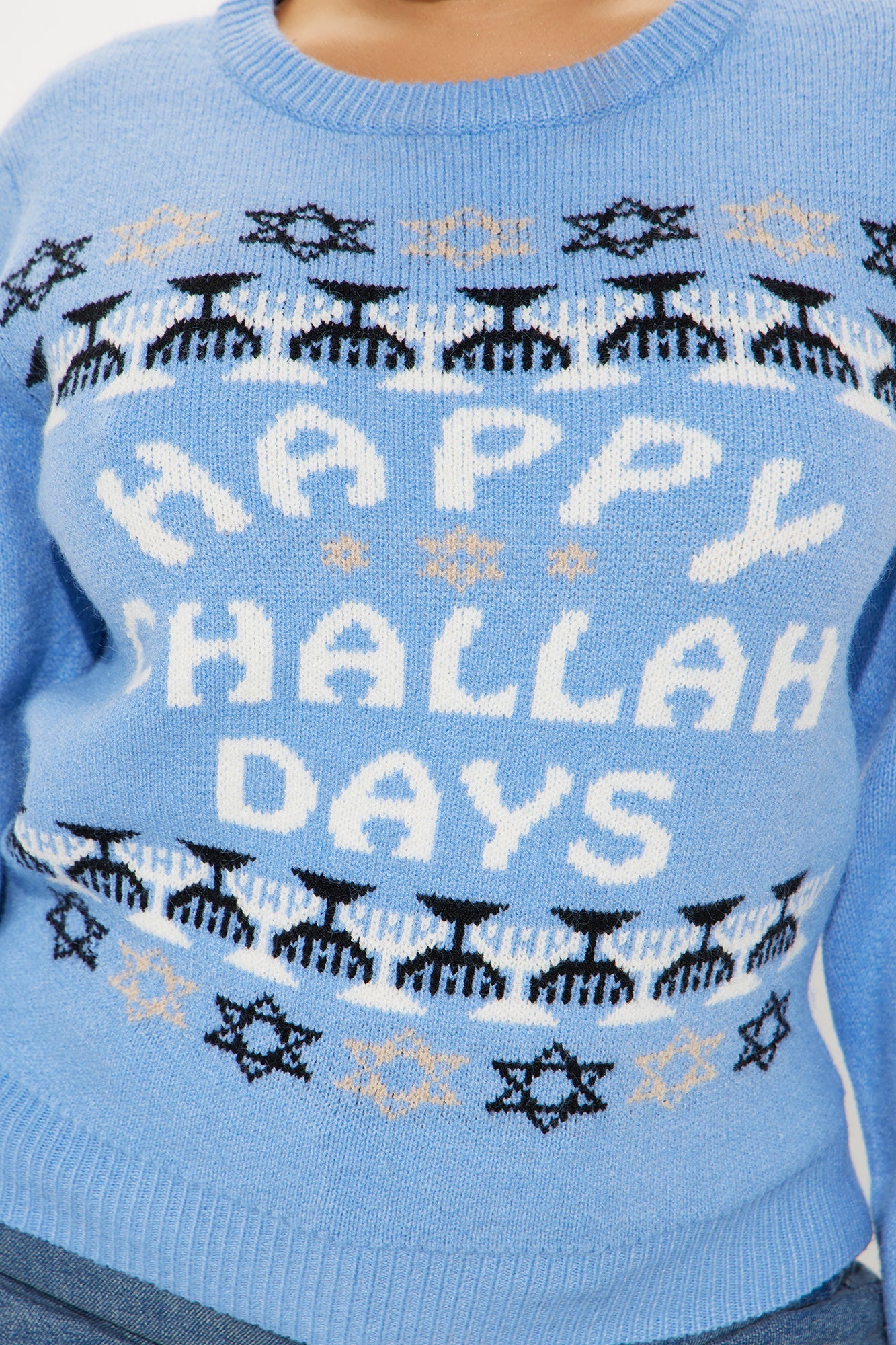 Happy Challah Days Hanukkah Sweater - Blue/combo