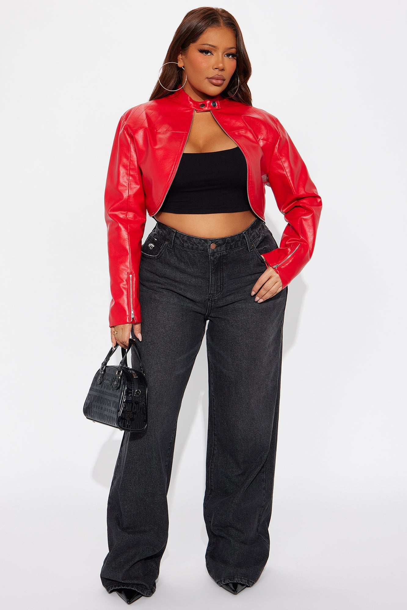 Keep The Same Energy Bolero Moto Jacket - Red