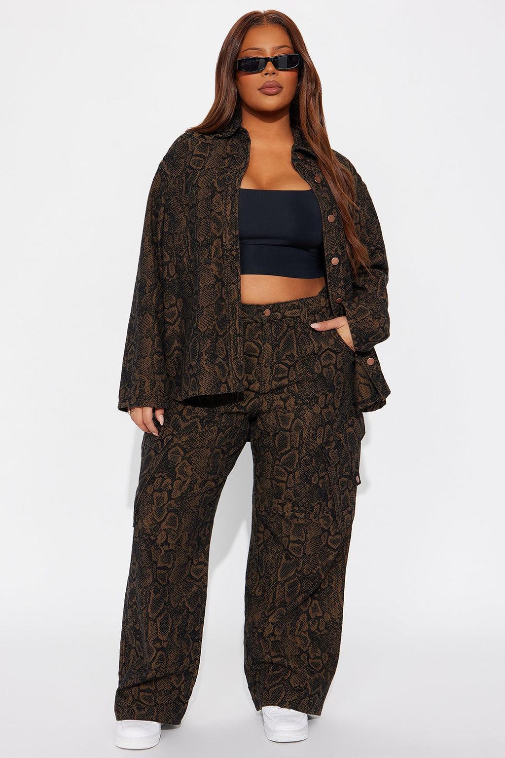 Bite Back Boyfriend Denim Shacket - Brown/combo