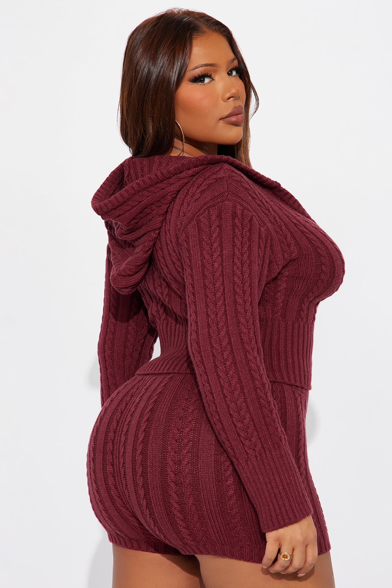 Feeling Some Way Sweater Short Set - Burgundy