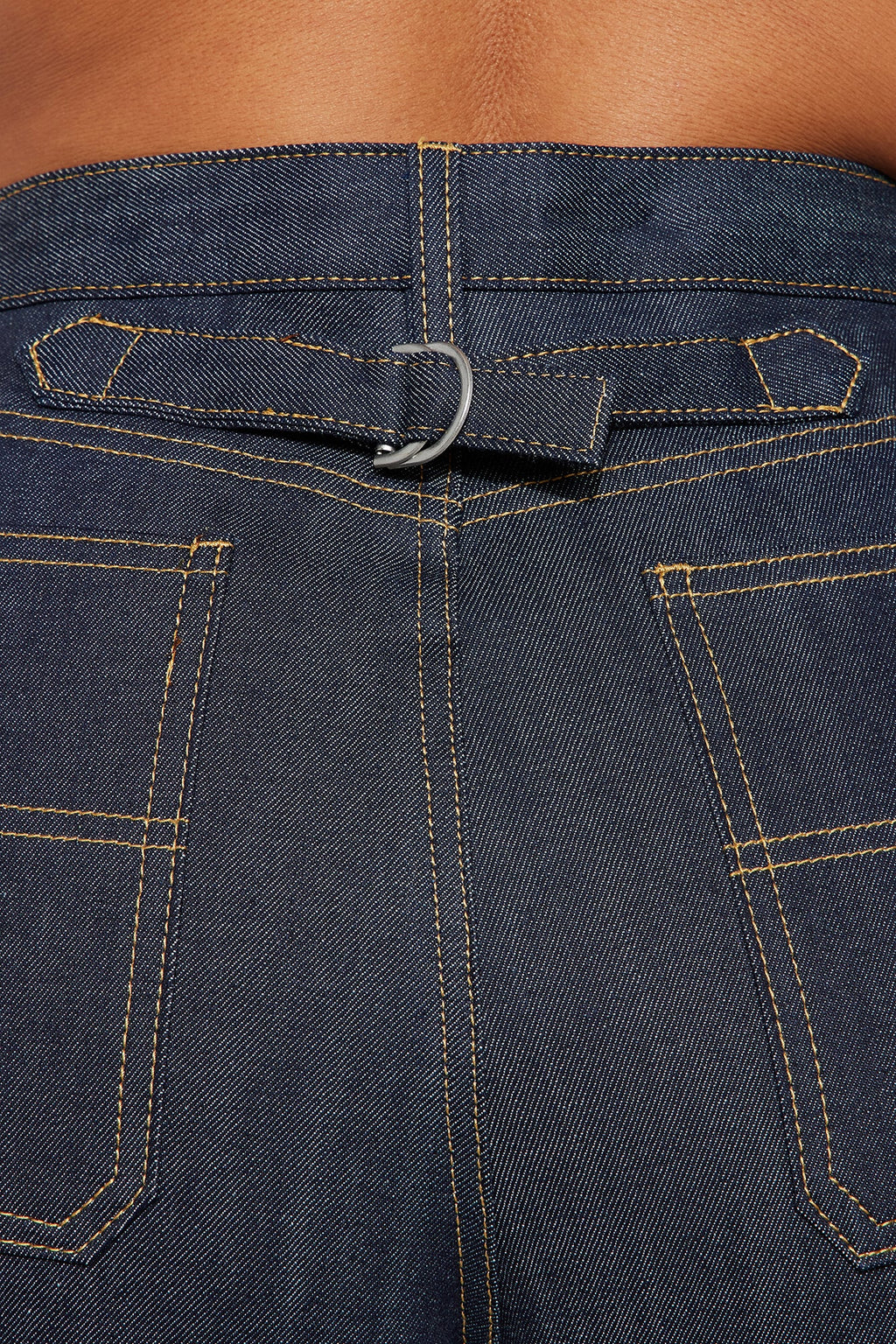 Premium Selvedge Cuffed Utility Wide Leg Jeans - Dark Denim