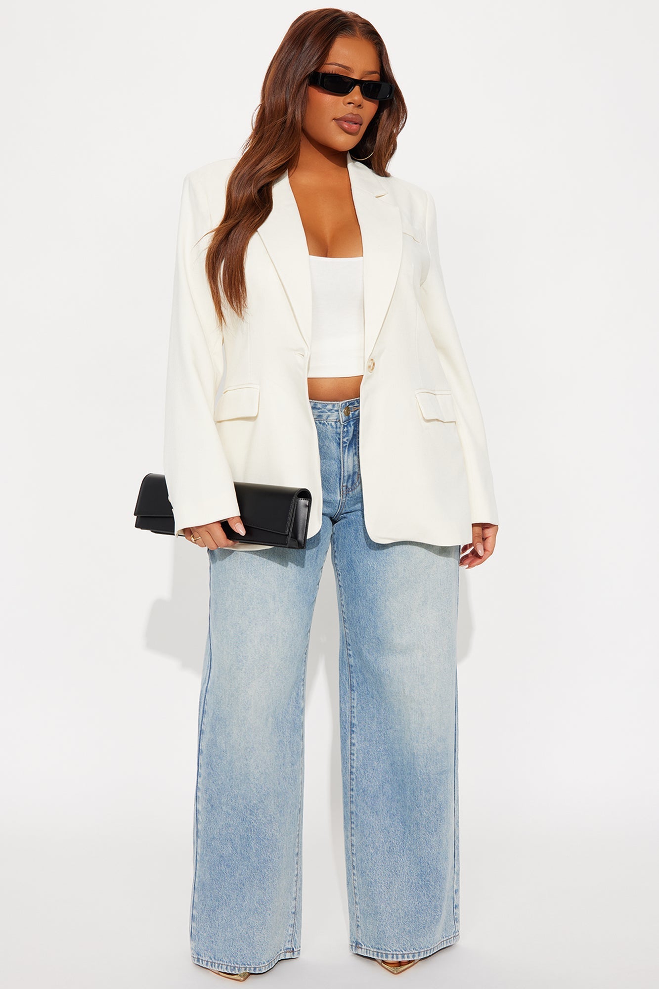 Alexandra Structured Twill Blazer - Ivory