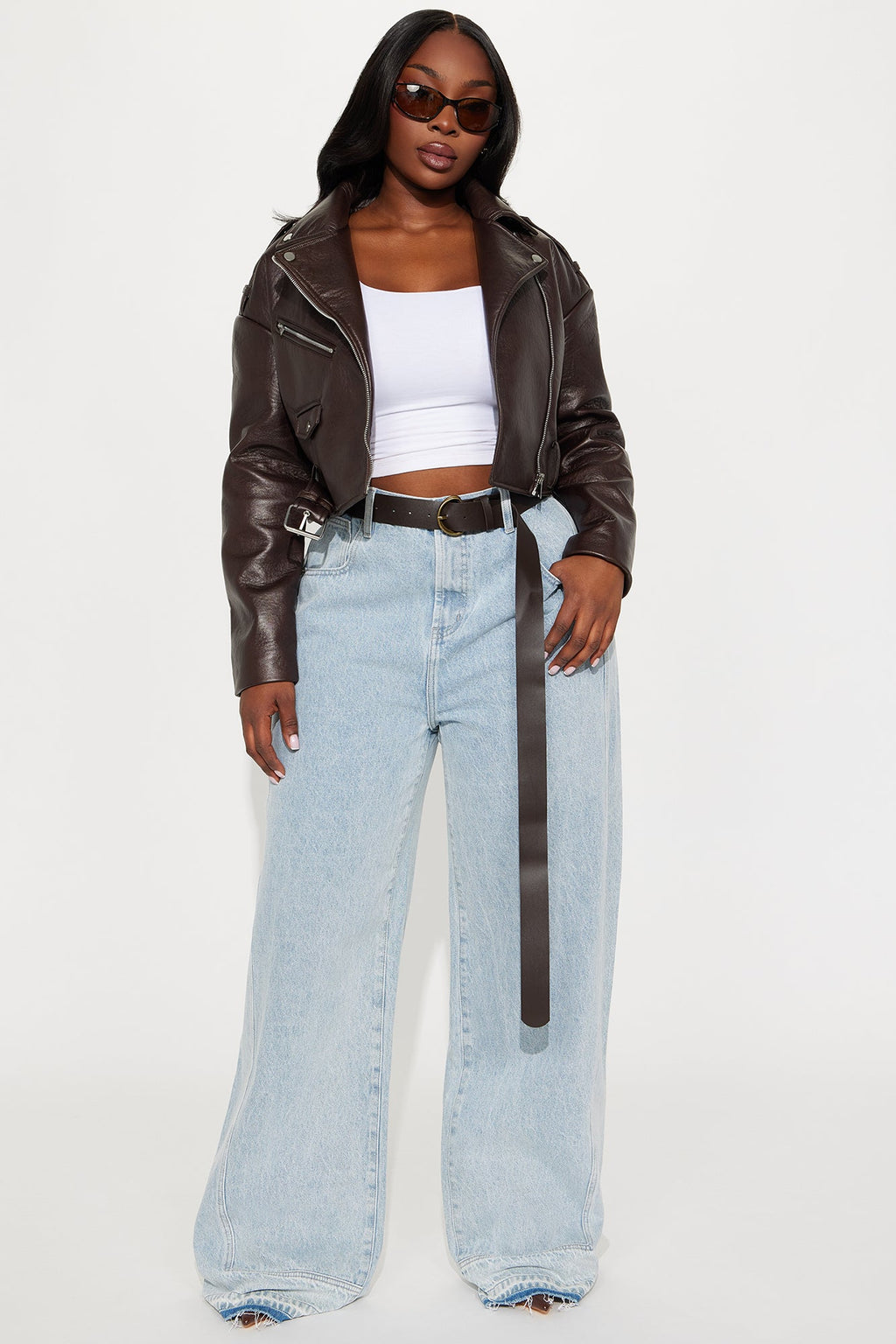 Holland Belted Baggy Jeans - Light Wash