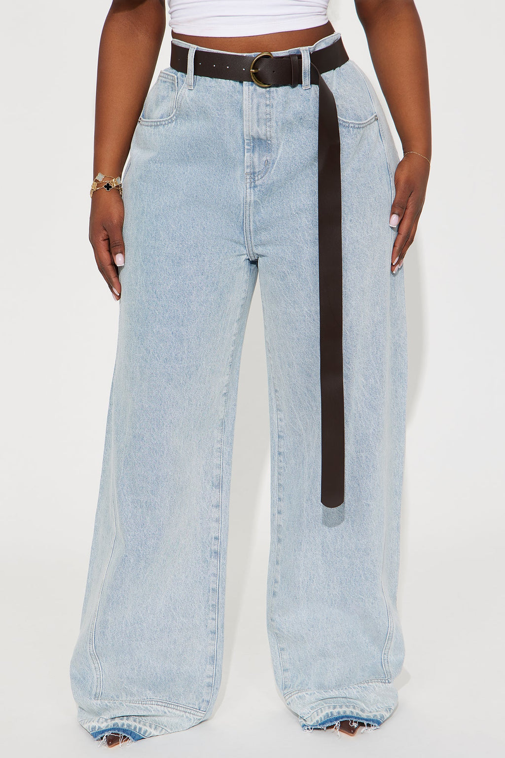 Holland Belted Baggy Jeans - Light Wash