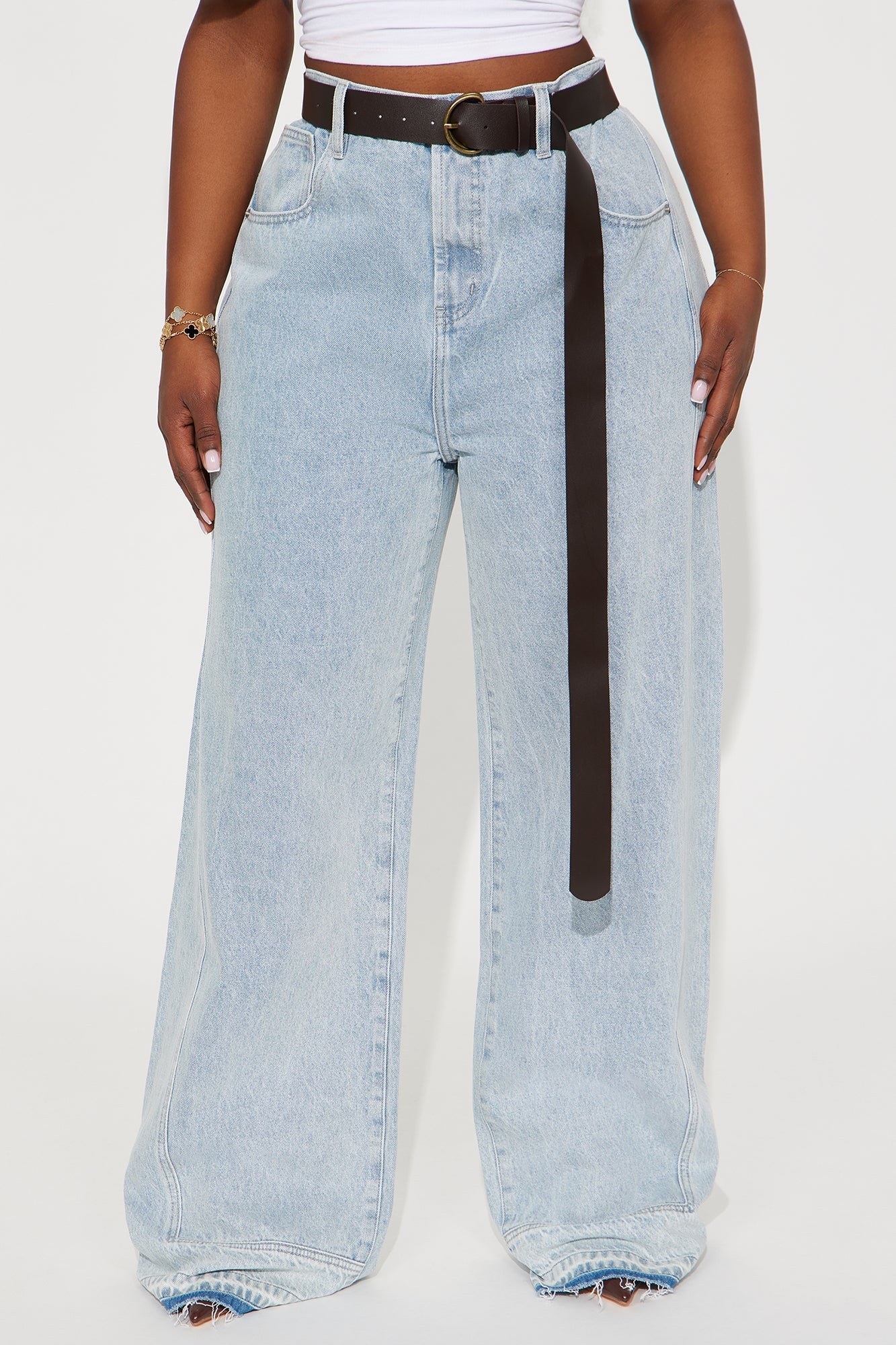 Holland Belted Baggy Jeans - Light Wash
