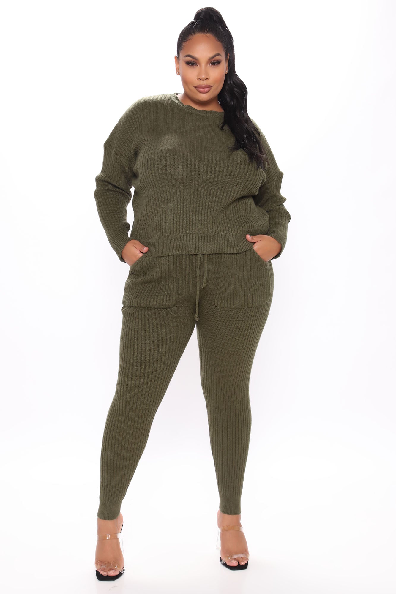 Cozy Nights Pant Set - Olive