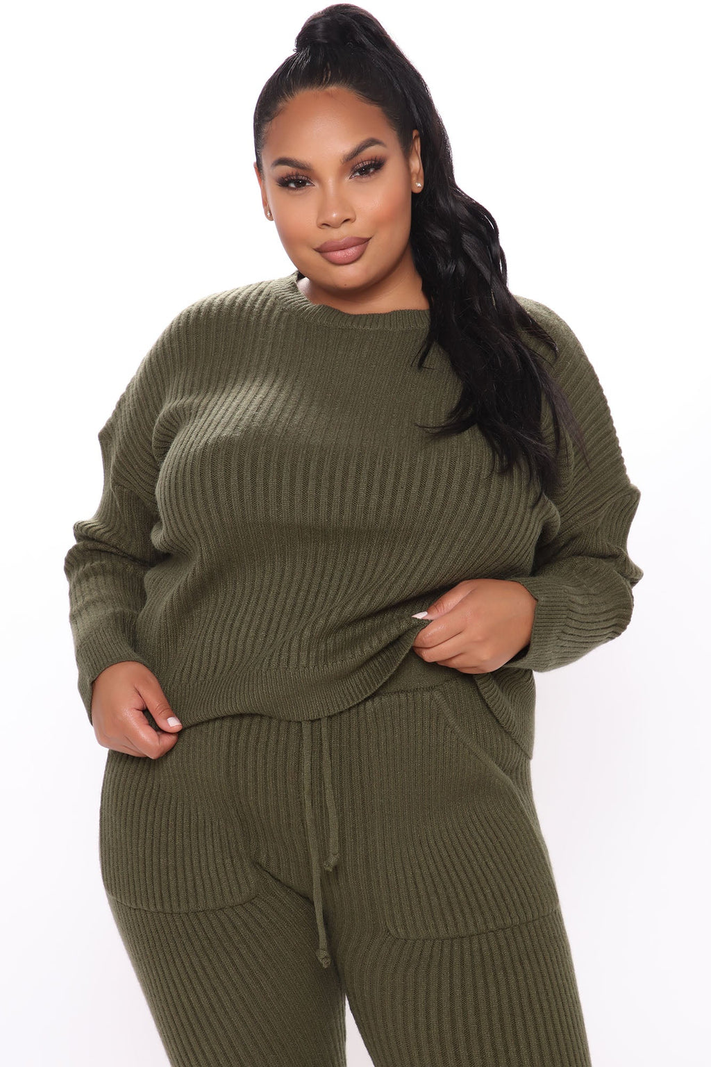 Cozy Nights Pant Set - Olive