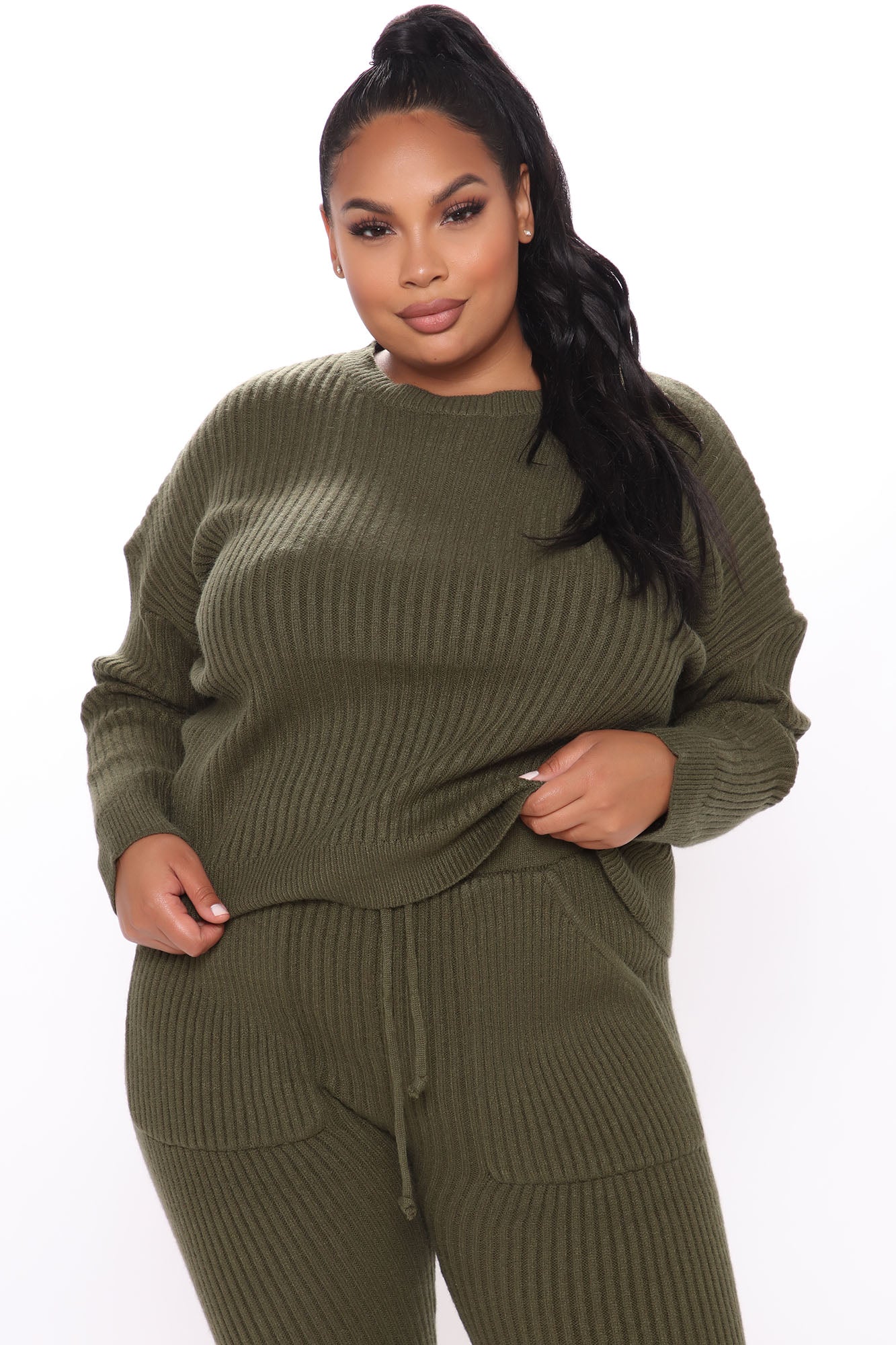 Cozy Nights Pant Set - Olive