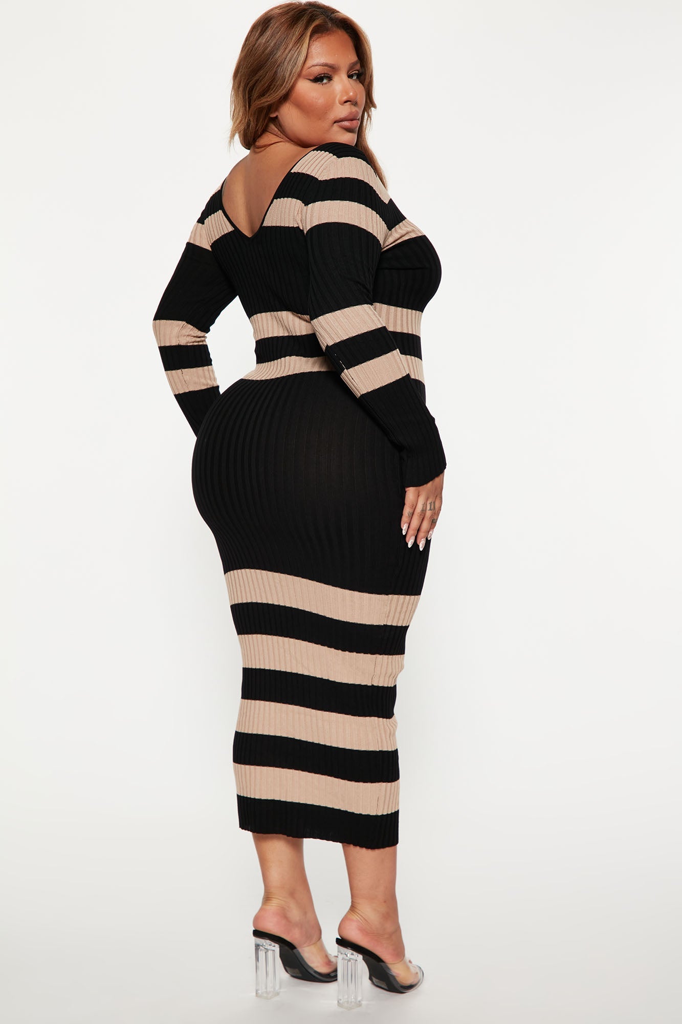 Kallan Striped Knit Dress - Black/combo