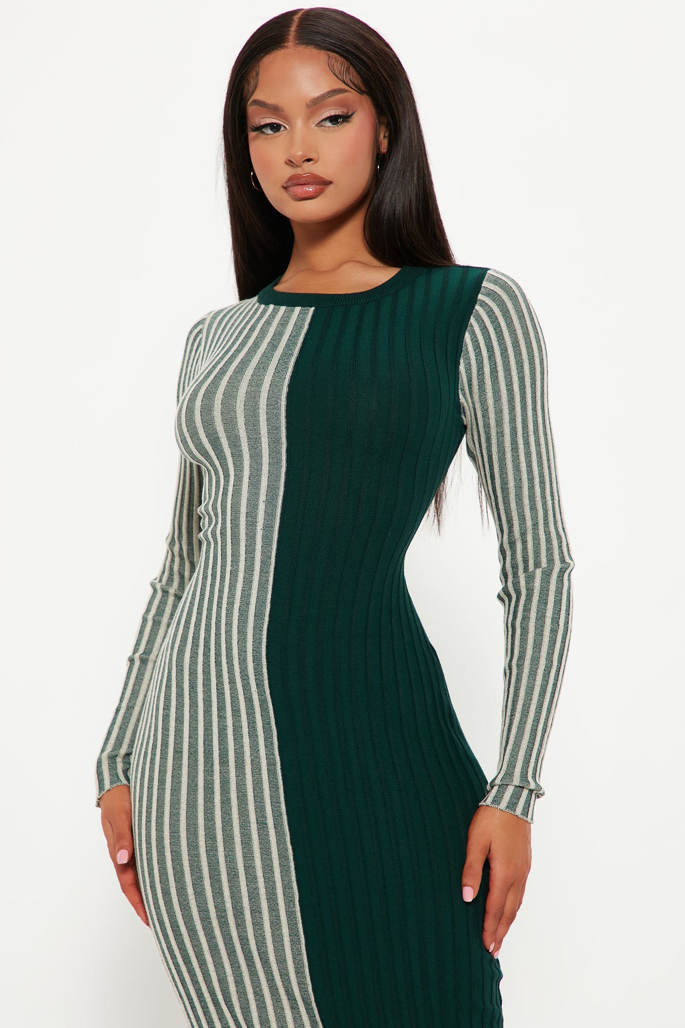 Chai Latte Sweater Midi Dress - Hunter