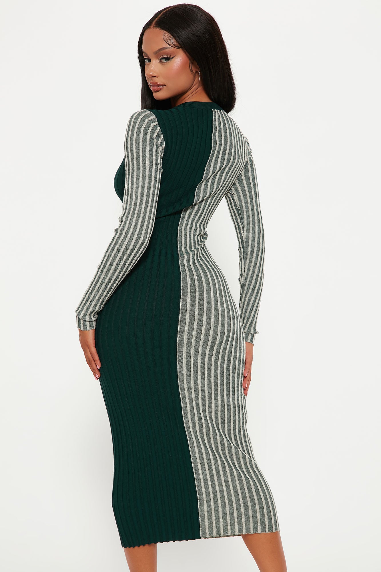 Chai Latte Sweater Midi Dress - Hunter