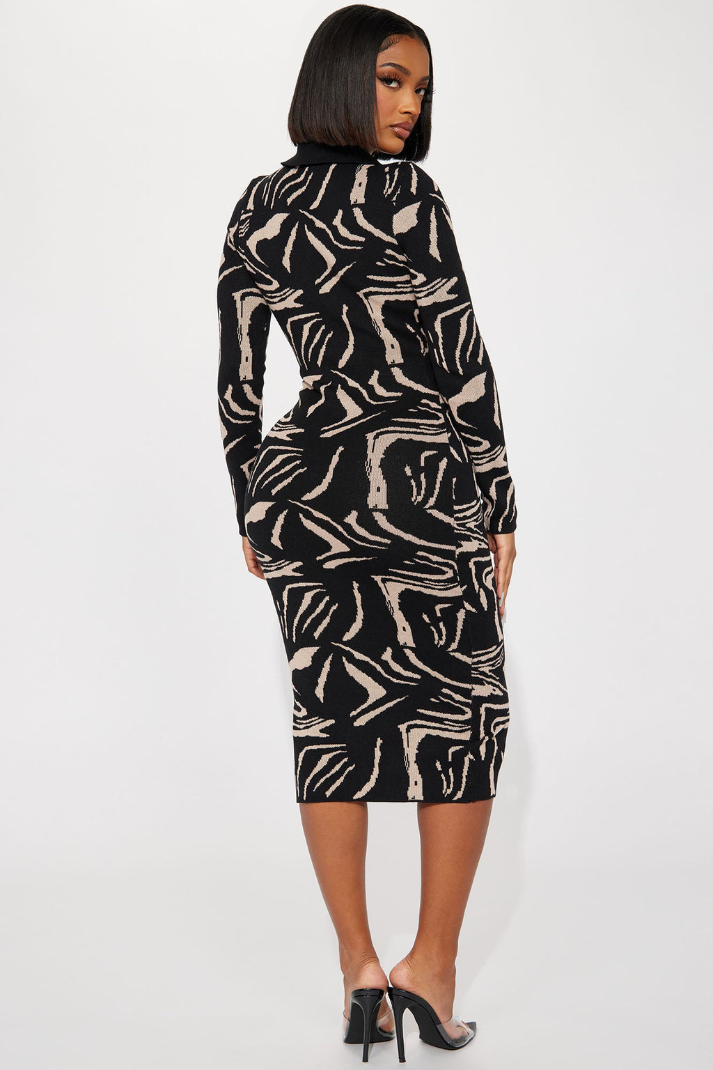 Mia Sweater Midi Dress - Black/combo
