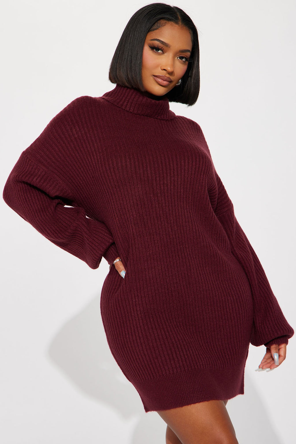 Karina Sweater Mini Dress - Marsala