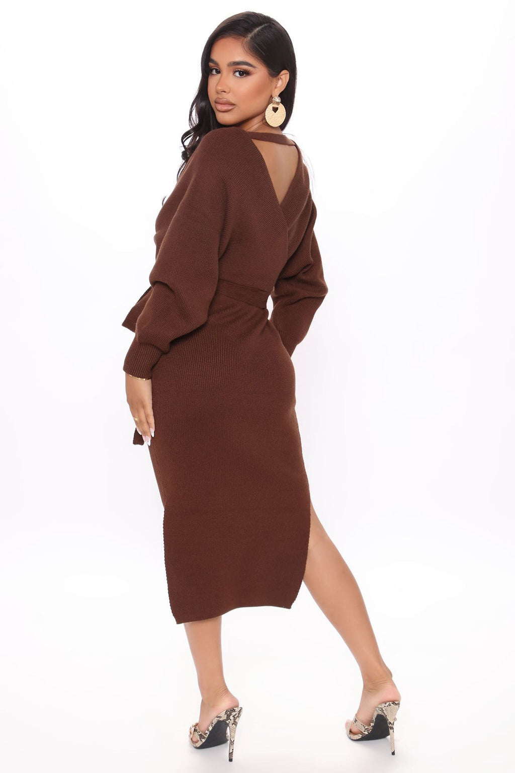 Mona Sweater Midi Dress - Chocolate