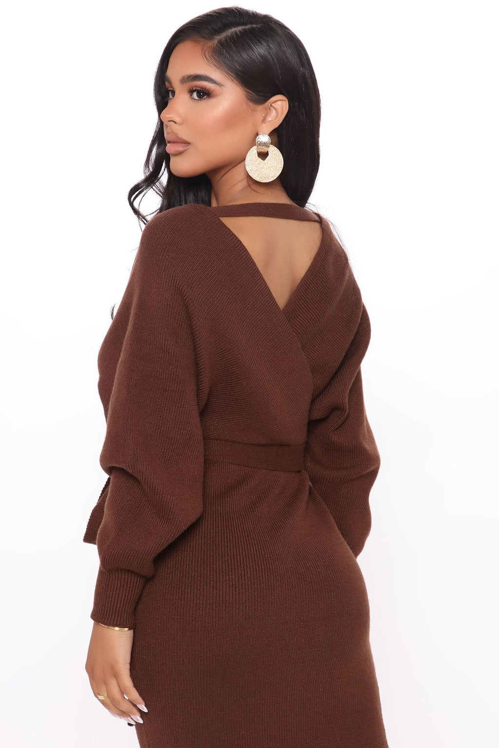 Mona Sweater Midi Dress - Chocolate