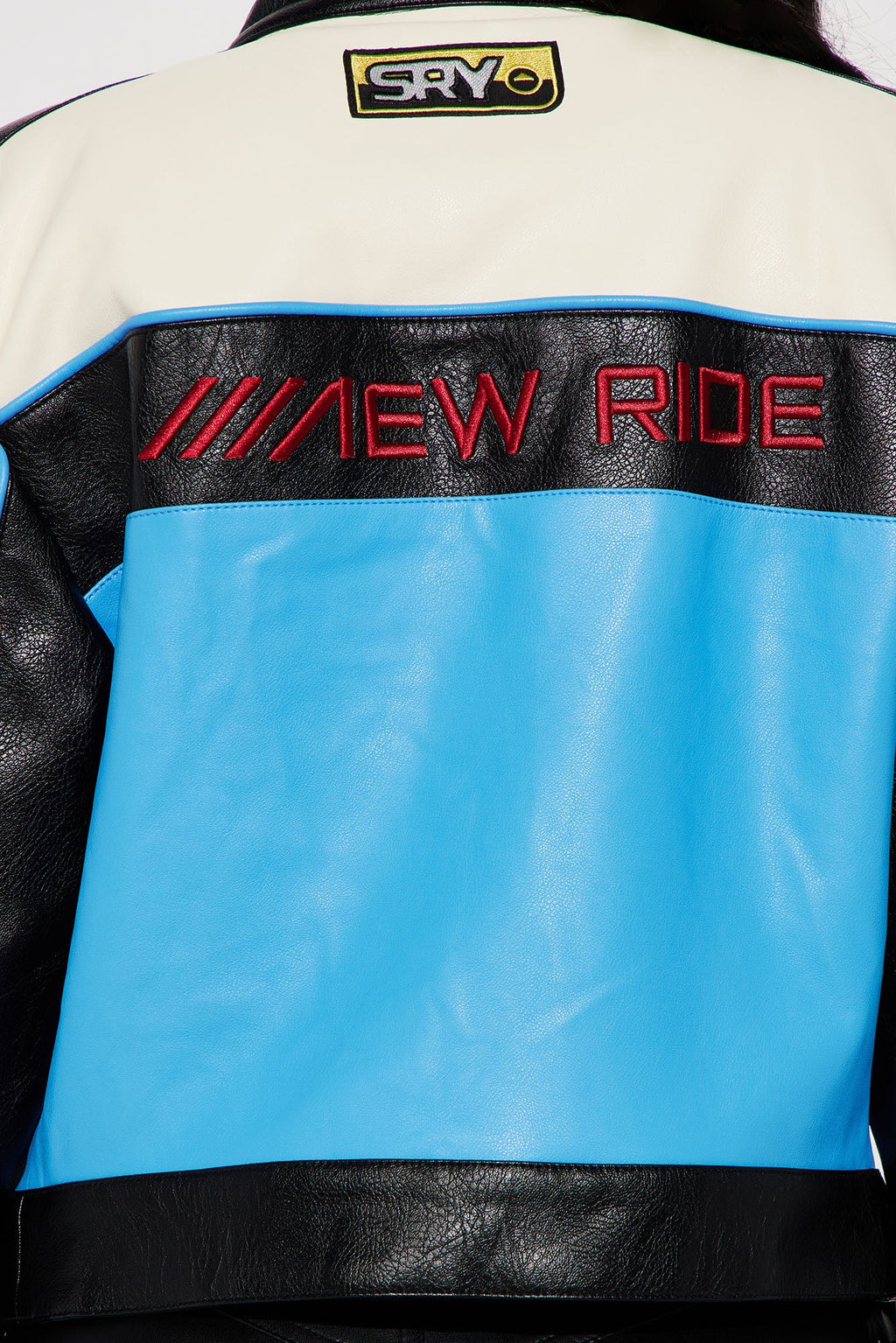 Around The Track Faux Leather Jacket - Blue/combo