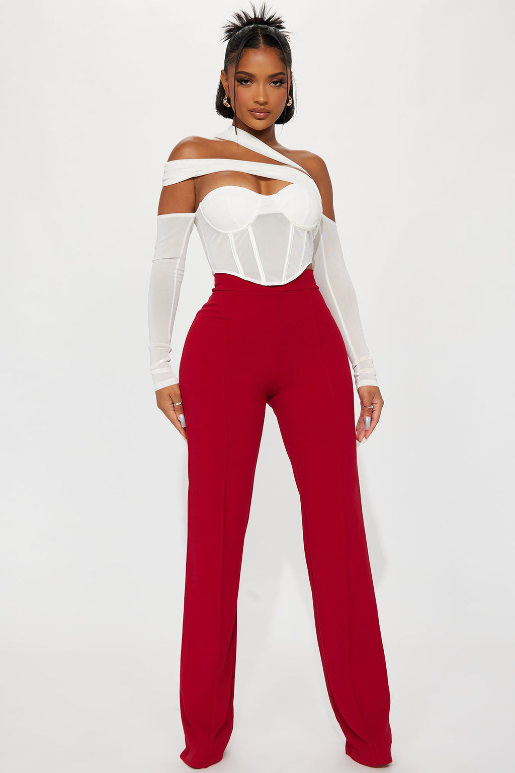 Tall Victoria High Waisted Dress Pants - Red