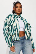 Mixed Feelings Faux Wool Jacket - Green/combo