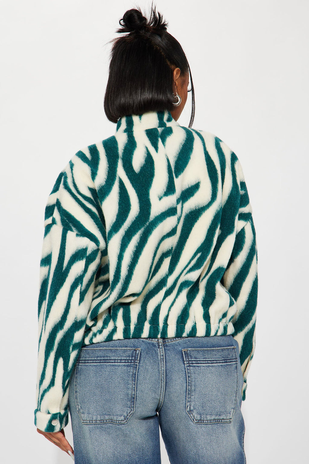 Mixed Feelings Faux Wool Jacket - Green/combo