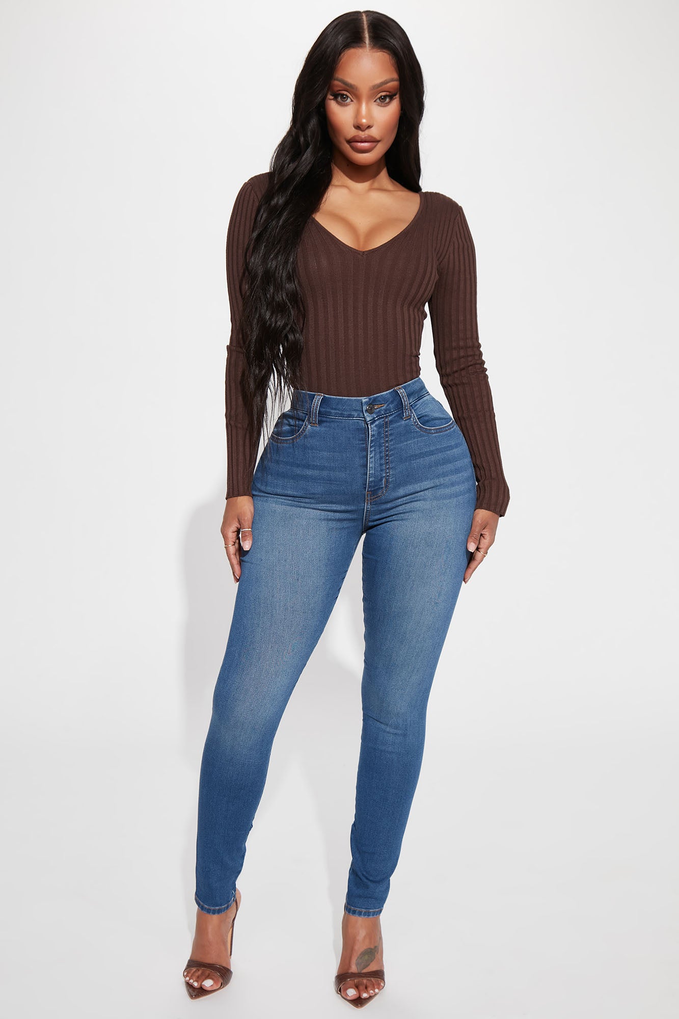 Kallan Knit Sweater Top - Brown