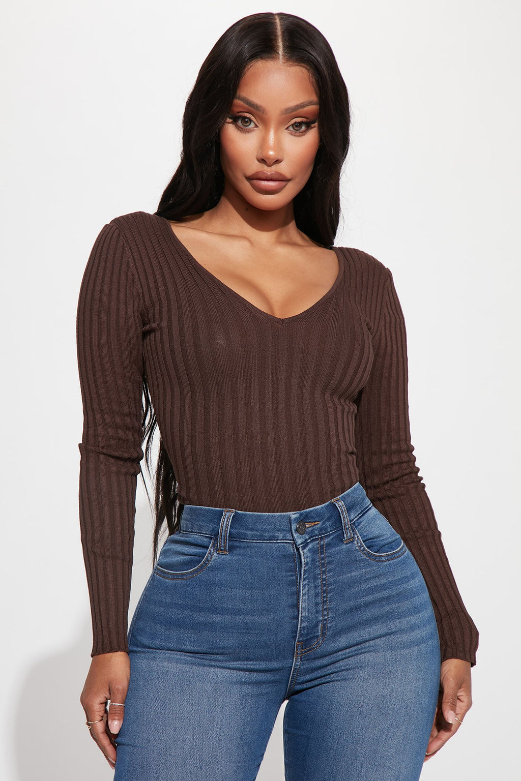 Kallan Knit Sweater Top - Brown