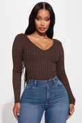 Kallan Knit Sweater Top - Brown