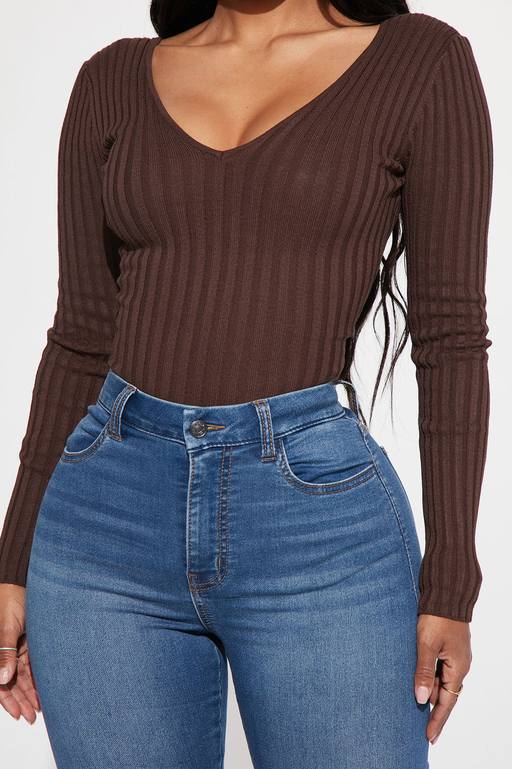 Kallan Knit Sweater Top - Brown