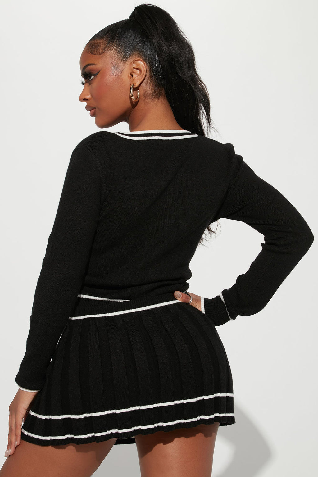 Hot Gossip Sweater Skirt Set - Black
