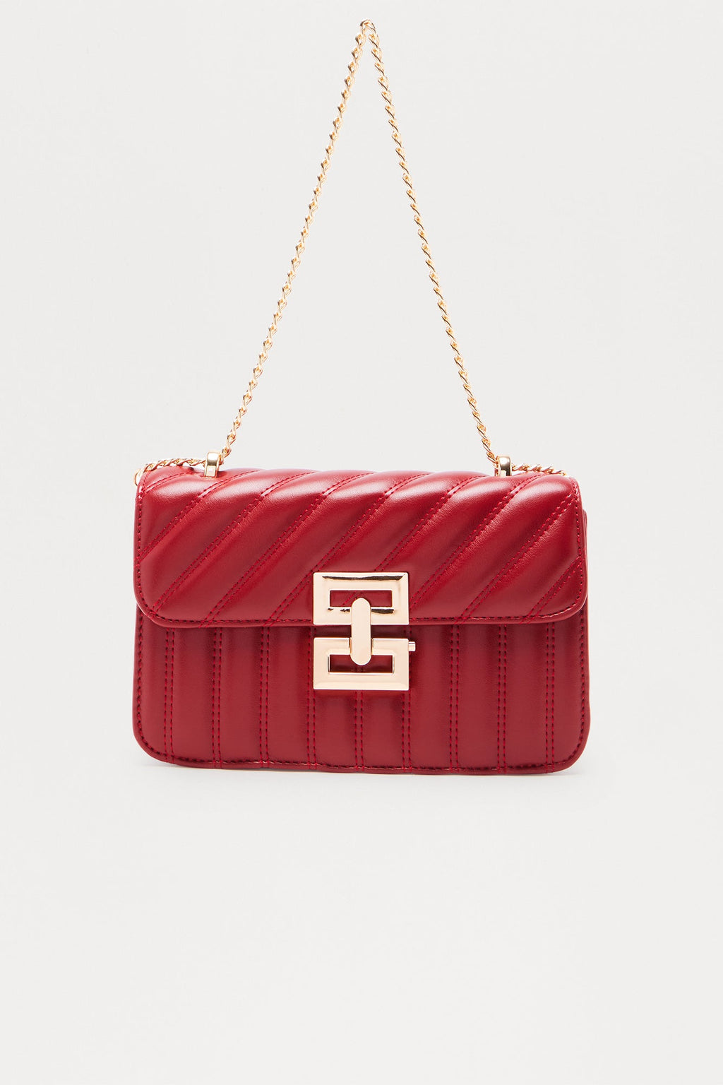 Evie Quilted Faux Leather Shoulder Handbag - Red